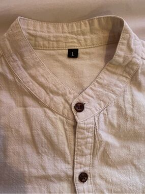 Lightweight Cream Button-Up Tunic - Size S/M